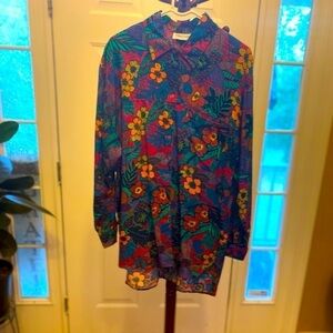 Vintage OLEG CASSINI FLORAL TOP SIZE M